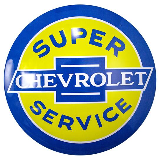 Licensed Chevrolet Super Service Dome Metal Sign